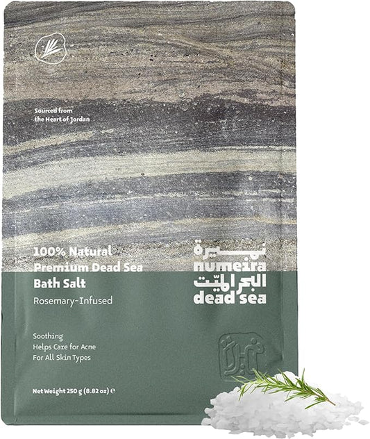 Dead Sea Salts for Soaking - Relaxing Salt Bath Soak for Body Rejuvenation - Natural Mineral Salts - Coarse Dead Sea Salt Bath Salts for Women & Men w/Rosemary Essential Oil (8.82 oz)