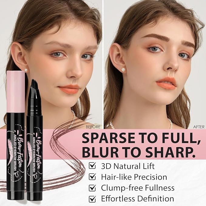 Eyebrow Pencils for Women, Liquid Microblading Eyebrow Pen with Square Angled Brush & Ultra-Fine Precision Tip – Natural Hair-Like Strokes, 24hrs Long-Lasting, Waterproof, Easy to Use (Tawny Brown)