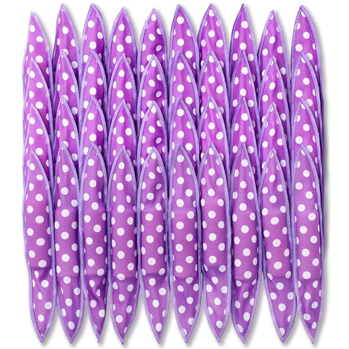 Bememo 40 Pieces Soft Curlers Hair Rollers Pillow Rollers for Hair Satin Sponge Curlers to Sleep in Overnight Heatless No Heat for Long Short Foam Rag Large Styling Tools(Purple)