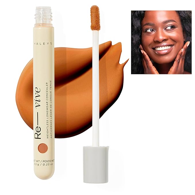 HALEYS Weightless Longwear Concealer (Dark - Neutral), Re-vive, Medium to Full Coverage, Gripping Concealer, Fast-setting, All-Day Wear, Spot Concealing, Brightens, Streak-free, Light-diffusing, V+CF