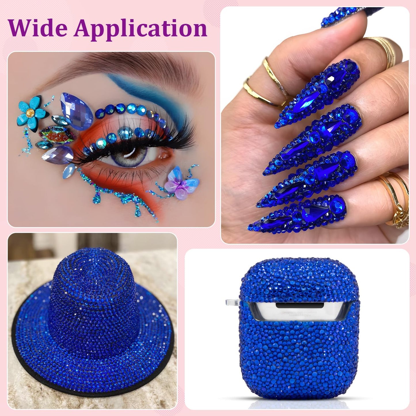 25000Pcs Resin Rhinestones for Crafting, Royal Blue 2-6mm Mixed Sizes Non Hotfix Flatback Gems, Bedazzling Crystal for DIY Crafts Clothing Tumblers Mugs Shoes Fabric Nail Art