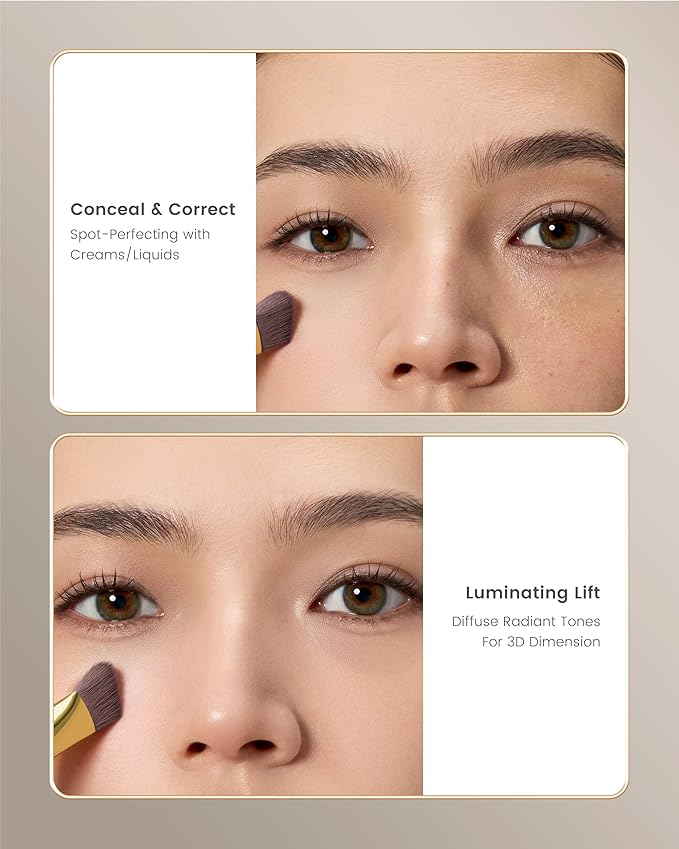 Desert Oak Series Triangular Contour Brush - Angled Synthetic Bristles for Cream/Liquid/Powder, Luxe Bubinga Handle & Brass Ferrule (CM 178)