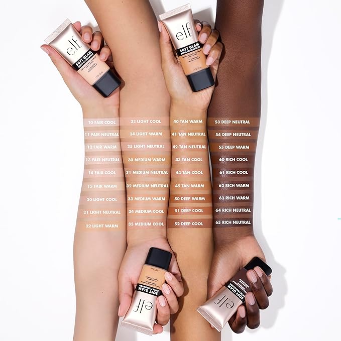 e.l.f. Soft Glam Foundation, Medium Coverage, Long-Lasting & Buildable Foundation For A Smooth, Satin Finish, Vegan & Cruelty-Free, 12 Fair Warm