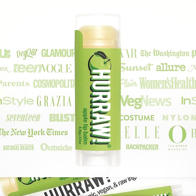 Hurraw! Apple Lip Balm, 2 Pack: Organic, Certified Vegan, Cruelty and Gluten Free. Non-GMO, 100% Natural Ingredients. Bee, Shea, Soy and Palm Free. Made in USA