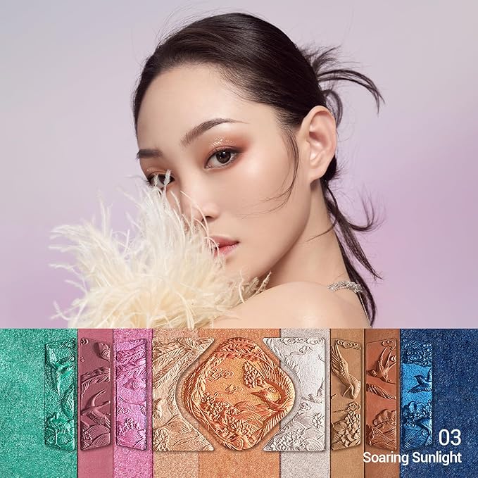 FLORASIS Floral Engraving Phoenix Makeup Palette Makeup Long Lasting Blendable Natural Eyeshadow Palette for Women (03 Soaring Sunlight)