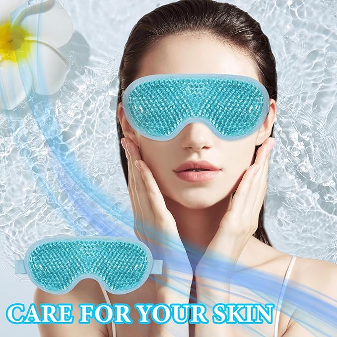 Cold Face Eye Mask Ice Pack for Dark Circles,Eye SPA,Pressure,Cooling Face Masks for Women Sleeping,Skin Care Gel Beads Hot Cold Use Ice Facial Mask