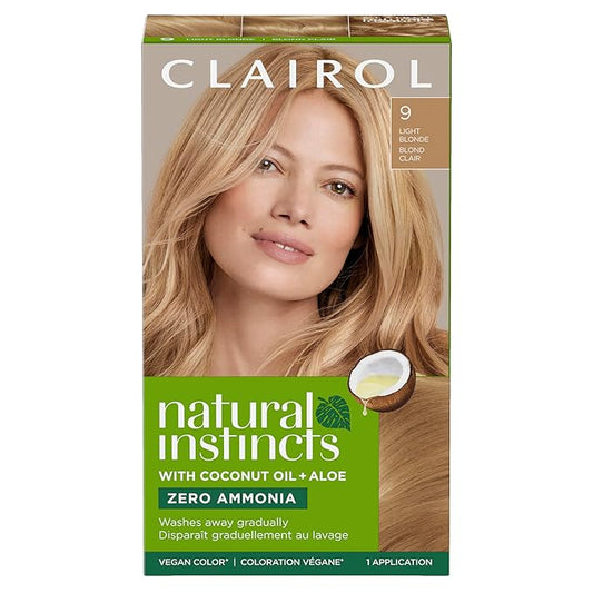 Clairol Natural Instincts Demi-Permanent Hair Dye, 9 Light Blonde Hair Color, Pack of 1 - Packaging May Vary