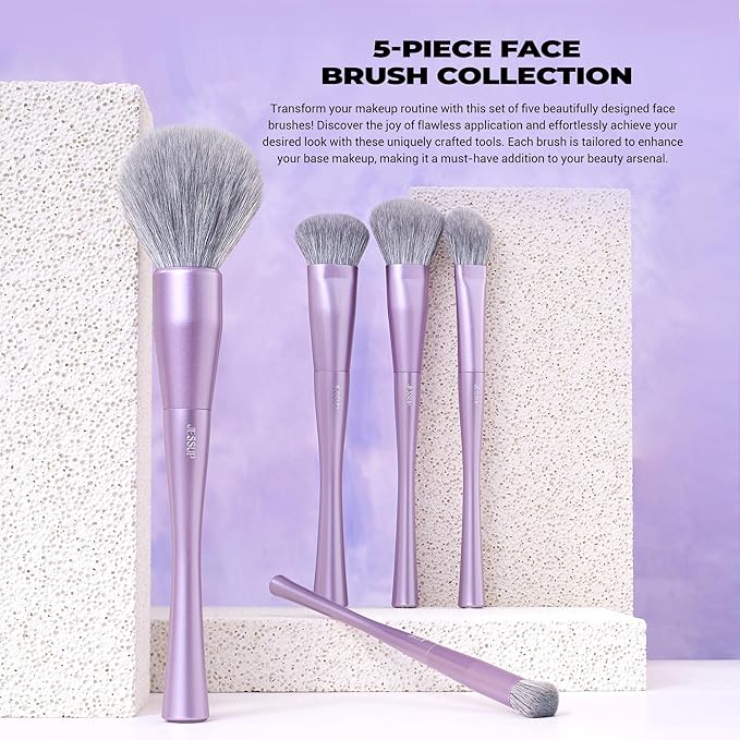 Jessup Makeup Brushes Set Professional 14pcs Vegan Make Up Brushes, Foundation Eyeshadow Concealer Contour Powder Blush Blending Eyeliner Brush, Premium Synthetic Fiber, Luxury Purple T512