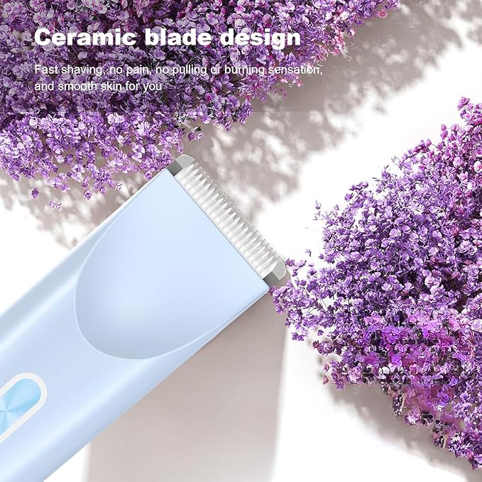 Bikini Trimmer for Women,Dermave Bikini Shaver,2-in-1 Electric Trimmer for Women(Light Blue)