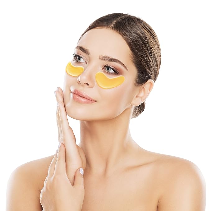 24k Gold Collagen Eye Mask: Hydrogel Under Eye Patches with Collagen & Hyaluronic Acid - Hydrating Under Eye Mask for Dark Circles, Puffy Eyes, & Under Eye Bags - Cooling Gel Treatment Pads - 15 Pairs