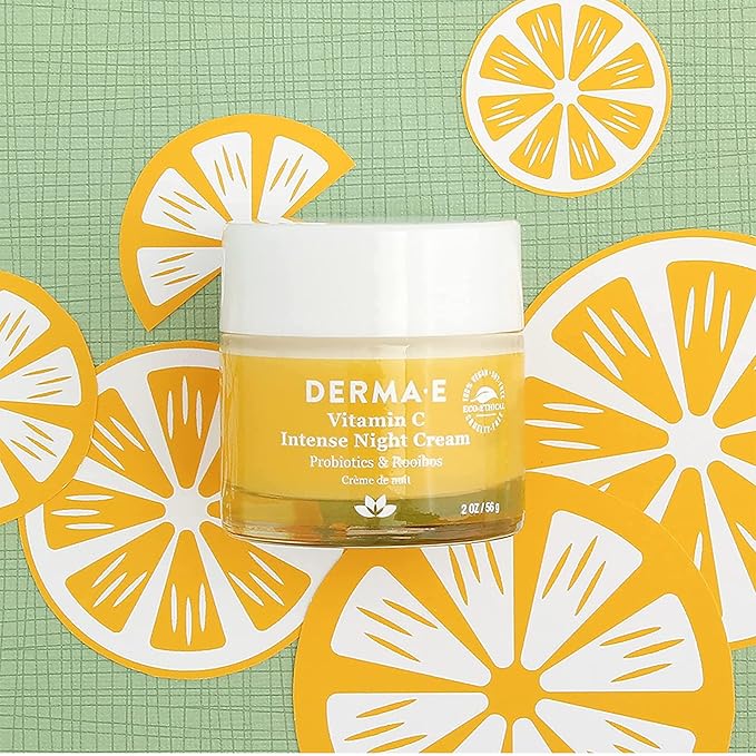 DERMA-E Vitamin C Intense Night Cream – Brightening and Hydrating Facial Skin Renewing Cream – Anti-Aging Overnight Facial Moisturizer, 2 oz
