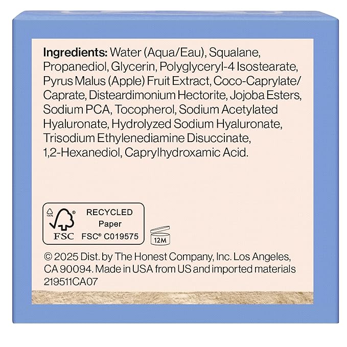 Honest Beauty Hydrogel Cream with Hyaluronic Acid | Lightweight, Moisturizing Water Cream | Gentle for Sensitive Skin, Fragrance Free, Vegan | 1.7 fl oz