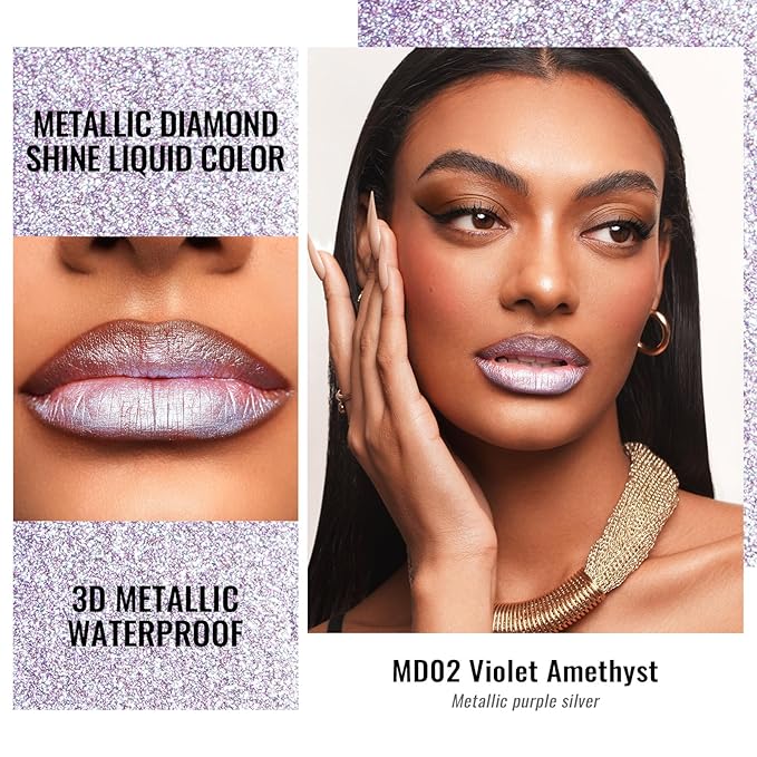 Oulac Matte Lipstick Metallic Lipstick Set for Women, Long Lasting Dual-UseLiquid Lipstick High Impact Lip Color Full Coverage Lip Makeup with Vitamin E Waterproof Formula,Vegan M14+M25+MD02