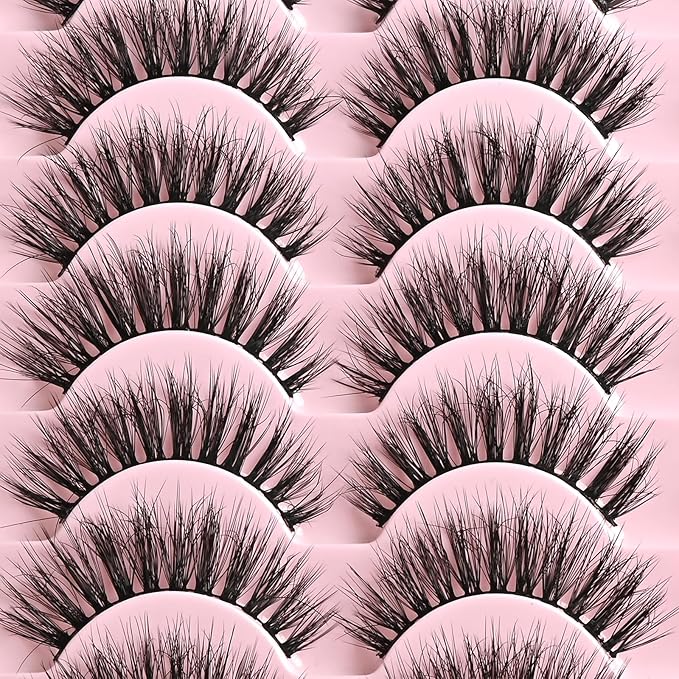 FARRED Natural Eyelashes Wispy Lashes Short False Eyelash Small Cat Eye Fake Lashes Full Pestañas Sets for MUA and Beginners Daily Makeup (F2 | 7-14mm)