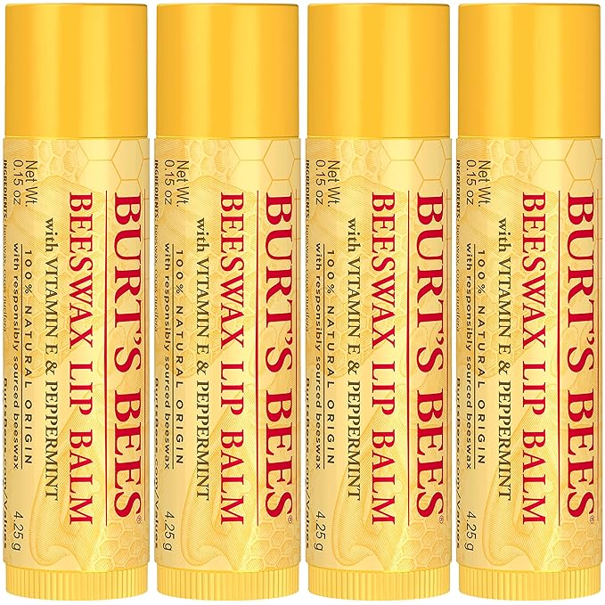 Beeswax Lip Balm Pack by Burts Bees for Unisex - 4 x 0.15 oz Lip Balm