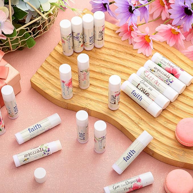50 Pcs Bible Verse Lip Balm Bulk Christian Gifts for Women Faith Religious Moisturizing Lip Balm with Scripture Inspirational Lip Care Product for Friend Teacher Worker Employee