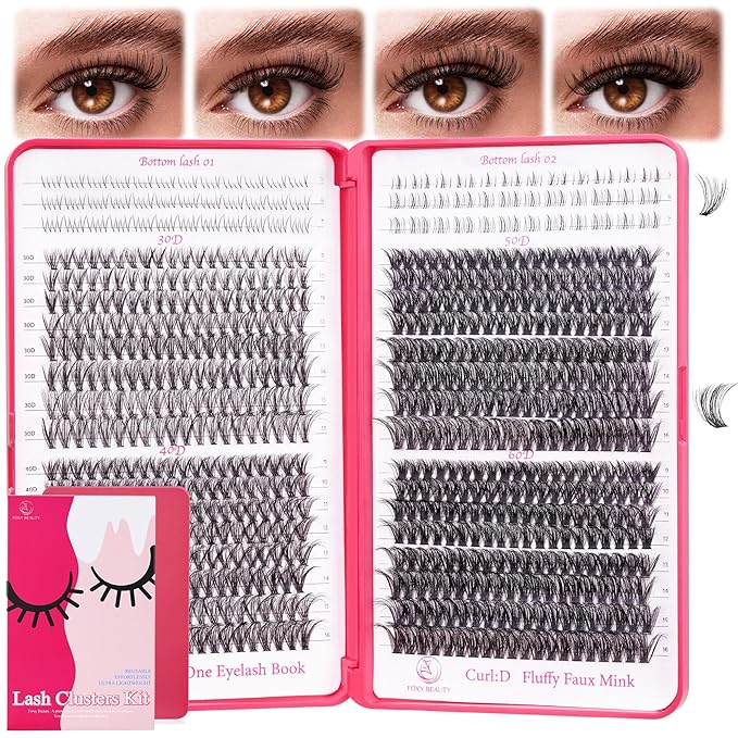 CCODDY Lash Clusters Kit - False Eyelash with Bottom Lashes - 748 Pieces - Black, Synthetic, Lightweight & Soft Fibers - D Curl Upper & 5-7MM Bottom - No Adhesives Included