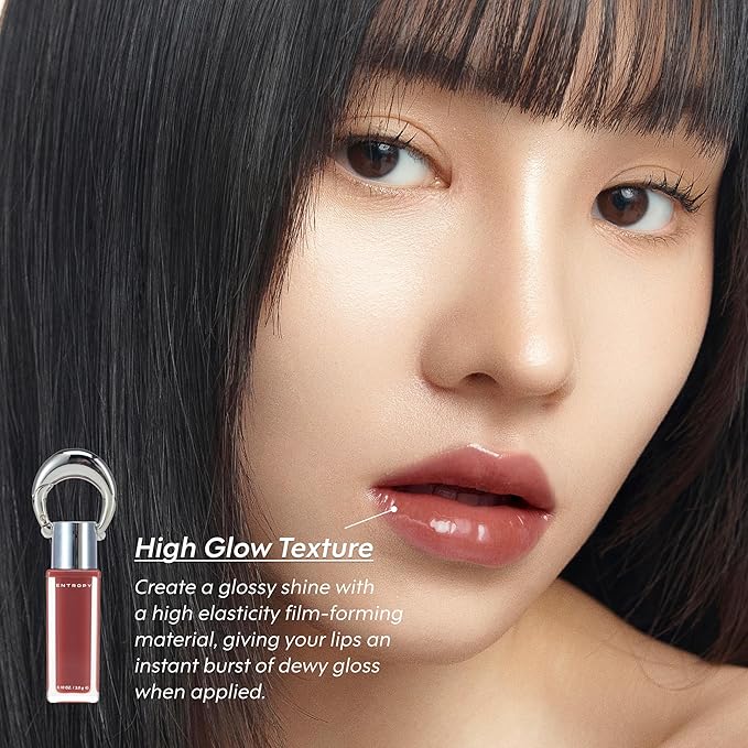 ENTROPY Makeup 2-in-1 Charm Shiny Glowy Lip & Cheek Gloss Tint Keychain, High Pigment Glossy Lip Color & Plumping Gloss, C6 Water Wood Charm