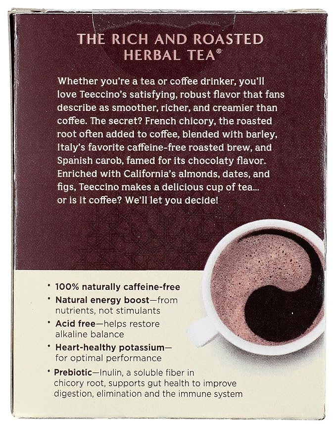 Teeccino Snickerdoodle Herbal Tea - Dessert Beverage That’s Prebiotic, Caffeine-Free & Acid Free, 10 Tea Bags