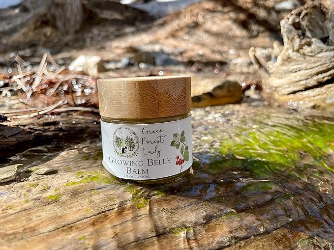 Green Forest Lady-Organic Growing Belly Balm to Support Skin as it Stretches in Pregnancy | Improves Elasticity | Moisturizes Skin | Soothes Itching | 2 FL. OZ./59.15 ML.
