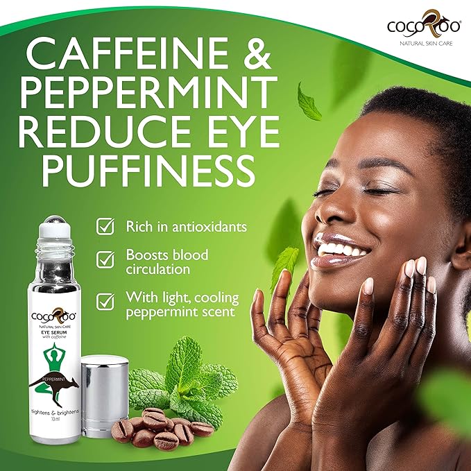 Caffeinated Eye Serum, Nutrient-Dense, 100% Pure, Natural & Vegan (Peppermint)