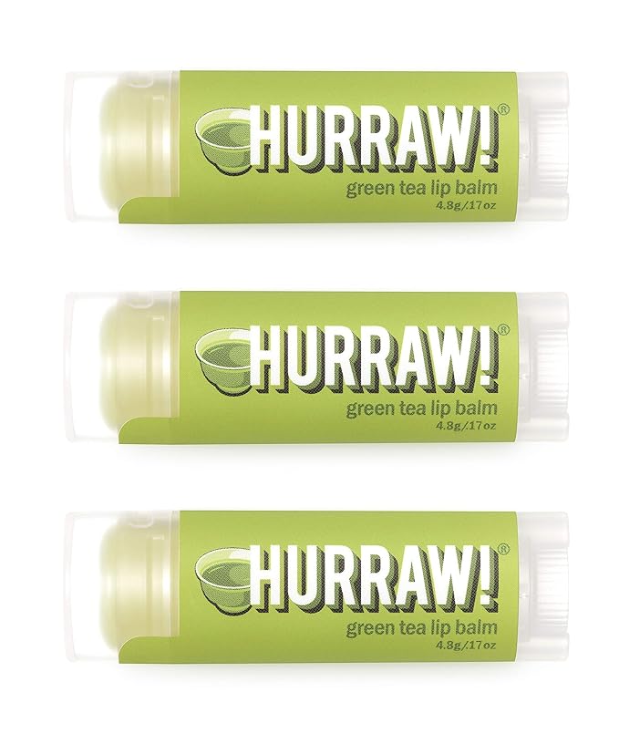 Hurraw! Green Tea Lip Balm, 3 Pack: Organic, Certified Vegan, Cruelty and Gluten Free. Non-GMO, 100% Natural Ingredients. Bee, Shea, Soy and Palm Free. Made in USA