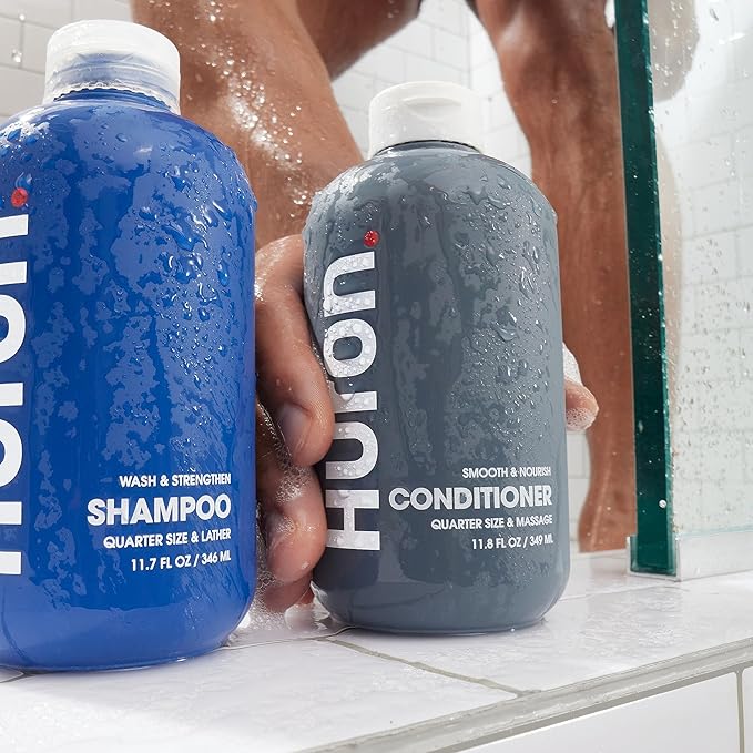 Huron Men’s Conditioner - Lightweight, Hydrating Conditioner - Eliminates Frizzy Hair, Moisturizes, & Restores Shine - Clean & Invigorating Scent - 100% Vegan Ingredients & Cruelty-Free - 11.8 Fl Oz (2 Pack)
