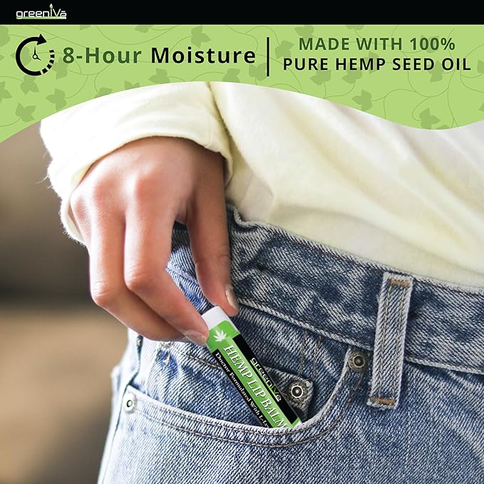 GreenIVe Hemp Lip Balm, Vegan, Omegas 3 & 6, Vitamin E, L-Lysine, Hydrating Handcrafted (3)