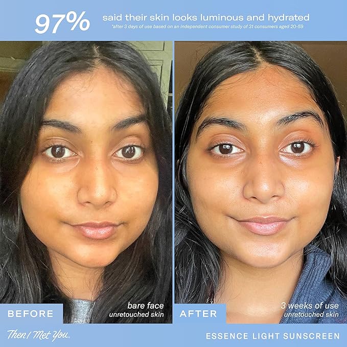 Then I Met You Essence Light Sunscreen, Broad Spectrum SPF 50 Lotion PA+++, with Hyaluronic Acid, Vegan, Cruelty-Free, 1.69 oz