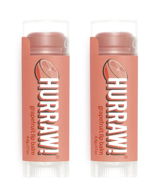 Hurraw! Grapefruit Lip Balm, 2 Pack: Organic, Certified Vegan, Cruelty and Gluten Free. Non-GMO, 100% Natural Ingredients. Bee, Shea, Soy and Palm Free. Made in USA