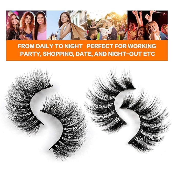 JIMIRE 20 Pairs False Eyelashes 2 Styles Mixed Fluffy Eyelashes Natural Volume Wispy Faux Mink Lashes Pack