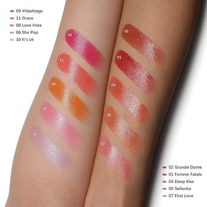 Oulac Watermelon Pink Lipstick - Moisturizing Lip Stick Glossy Tinted Lip Balm, Sheer Shine Juicy Finish, Lightweight and Hydrating Formula for Dry Lip Care, Vegan 2.2g/0.07oz (11)