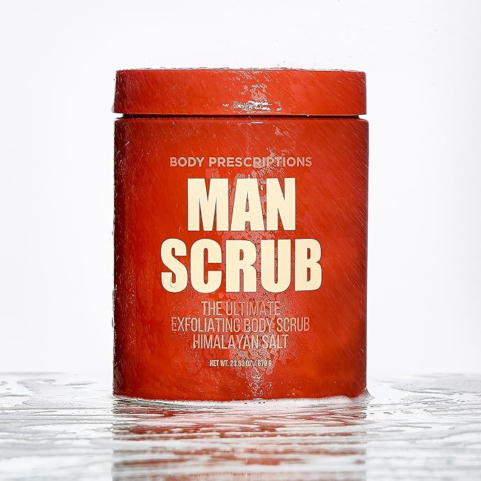 Body Prescriptions Men’s Exfoliating Body Scrub – Ultimate Skin Cleansing Wash in Jar with Twist-Top Lid, For All Skin Types, 21 Ounce (Pack of 1), Himalayan Salt